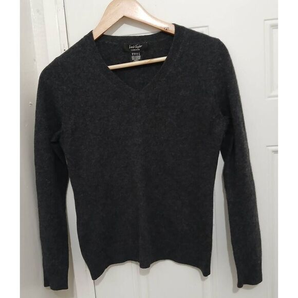 Lord and Taylor womens small 100% cashmere sweater lightweight charcoal gray - Picture 4 of 8